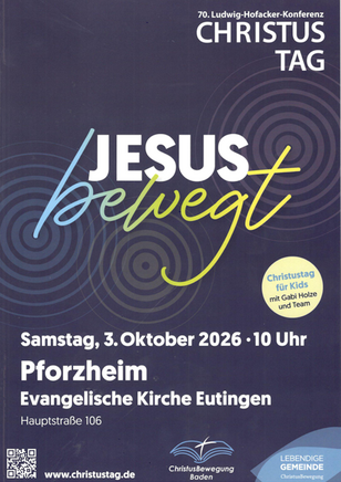 CVJM-Eutingen e.v. Christustag Oktober 2026 "Jesus bewegt" Plakat, ev. Kirche Pforzheim