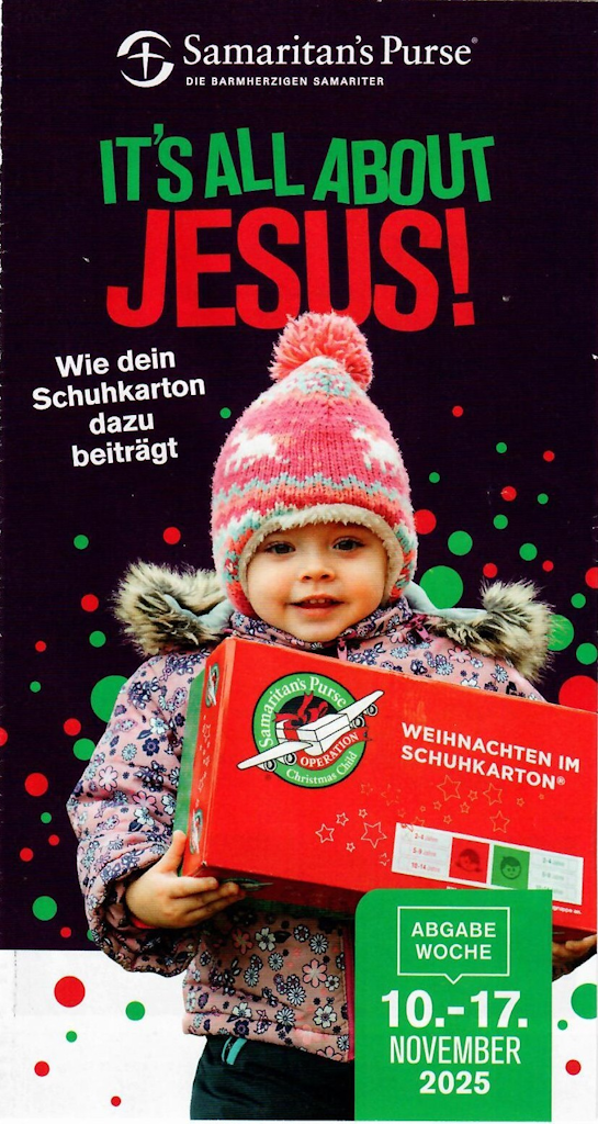 CVJM-Eutingen Gemeindezentrum Mäuerrach Stadtteil Eutingen Pforzheim Weihnachten im Schuhkarton 2025 - Flyer