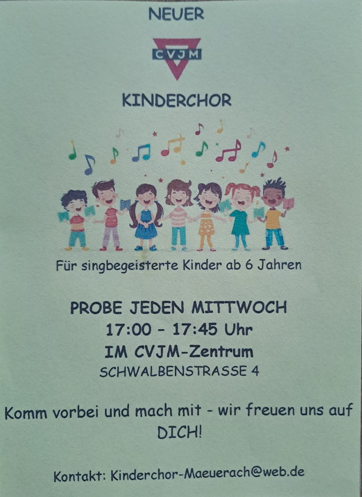 CVJM-Eutingen Gemeindezetrum Mäuerach CVJM-Kinderchor Angebot singen Kinder